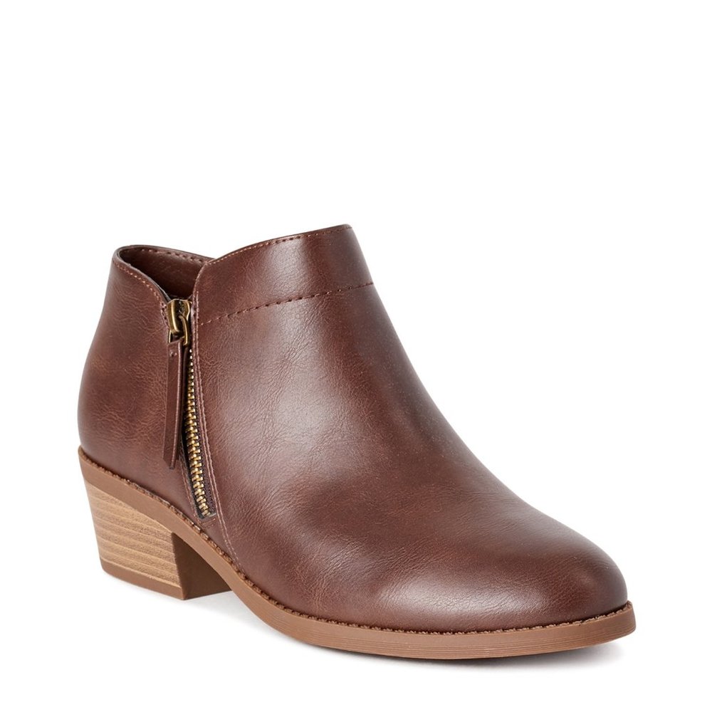 Brown Zipper Bootie